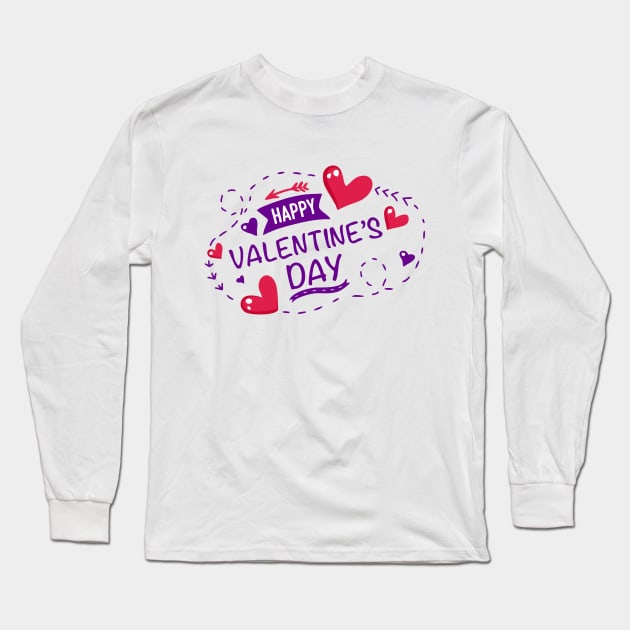 Happy Valentine's Day Long Sleeve T-Shirt by AlinaArt